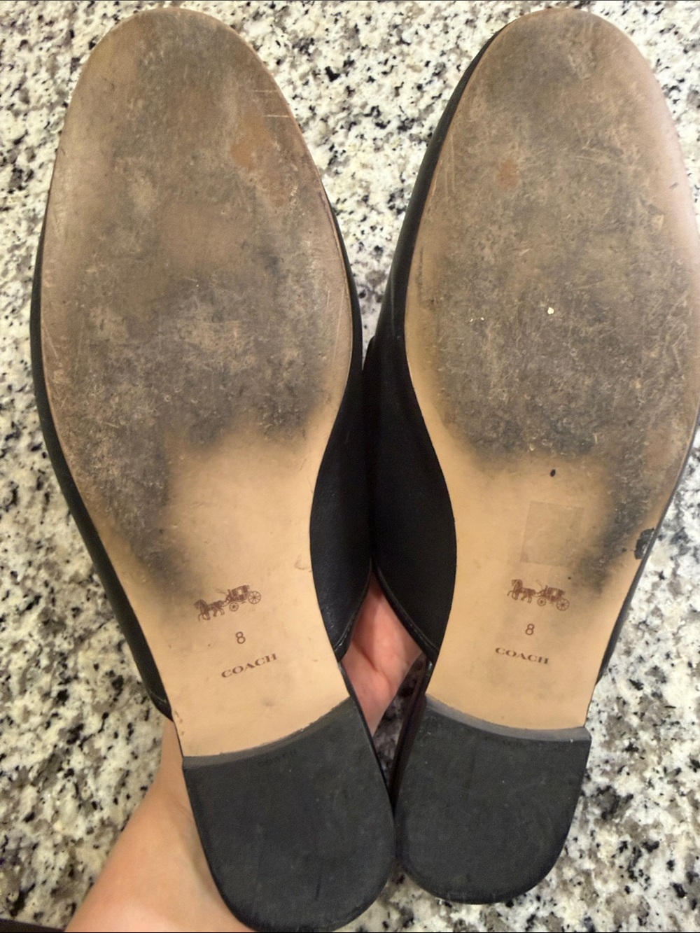 Coach Black Leather Slip-On Mule Loafers with Gold Logo - Picture 6 of 6